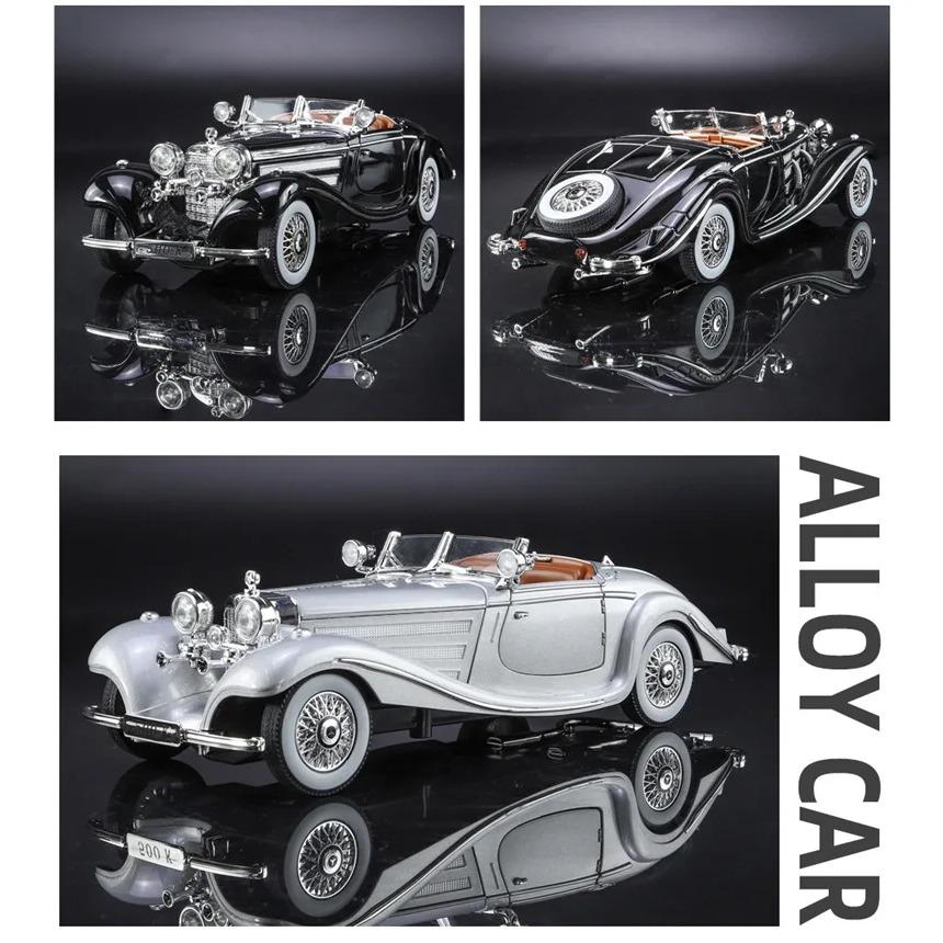 1/24 Benzs 500K Alaşımlı Araba Modeli Pres Döküm Metal Klasik Araçlar Araba Modeli Simülasyon Ses ve Işık Koleksiyonu Çocuk Oyuncak Hediye