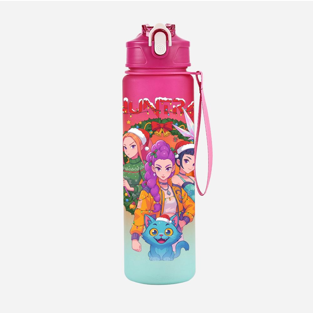 Cartoon Weihnachten K-Pop Dämonenjäger Bedruckte 750 ml Wasserflasche Große Kapazität Trinkbecher Tragbar Outdoor Sport Wasserbecher Kinder Kind Geschenk