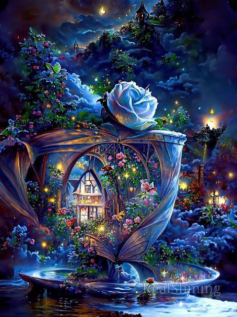 

DIY 5D алмазная живопись, полная круглая/квадратная синяя бабочка, туфли на высоком каблуке, цветы, мозаика, алмазная вышивка, картина из смолы Full Round 20x30CM