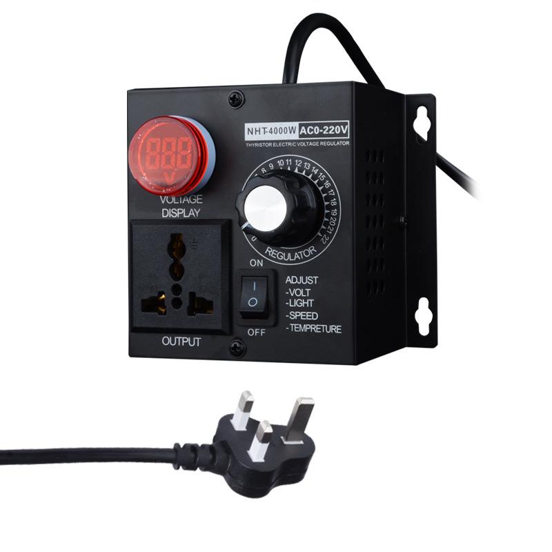 220V Stepless 4KW Ceiling Fan Speed & Temperature Control Switch with Dimming and Angle Grinder Reducer
