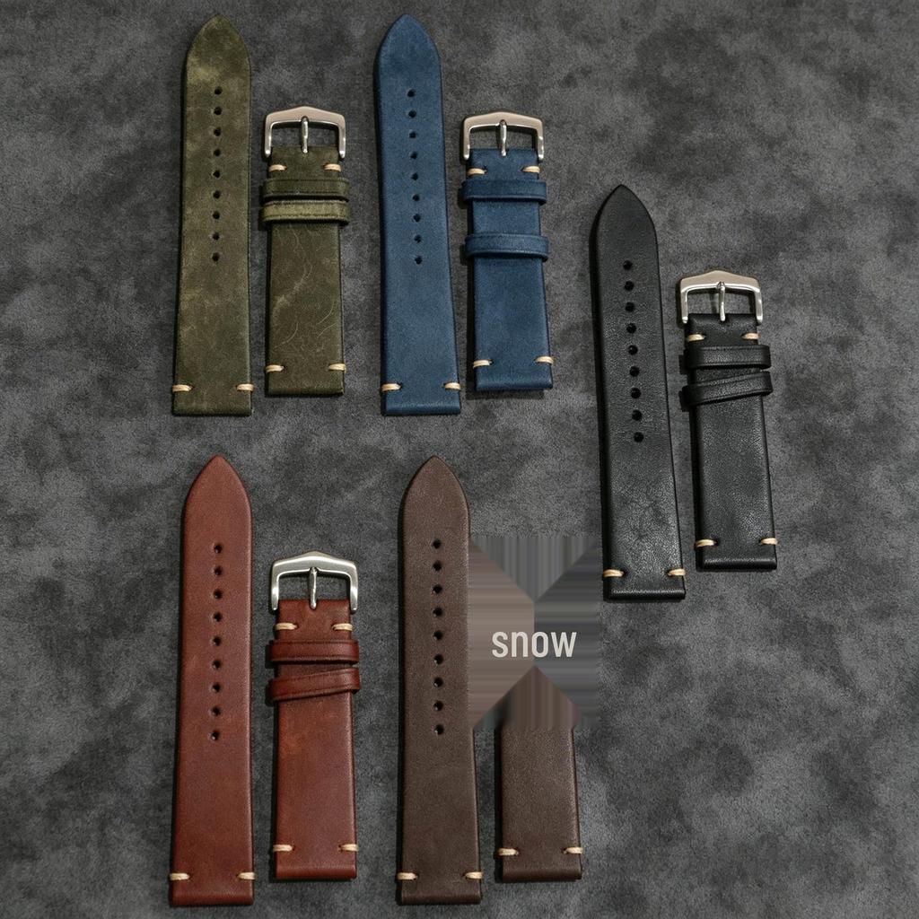 Op Voorraad Bruin Grijs Vintage Suede Koeienhuid Horlogeband met Gesp