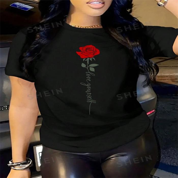 Summer Round Neck Printed Top Fashionable Casual Cute Short Sleeved Women's Pure Cotton T-shirts