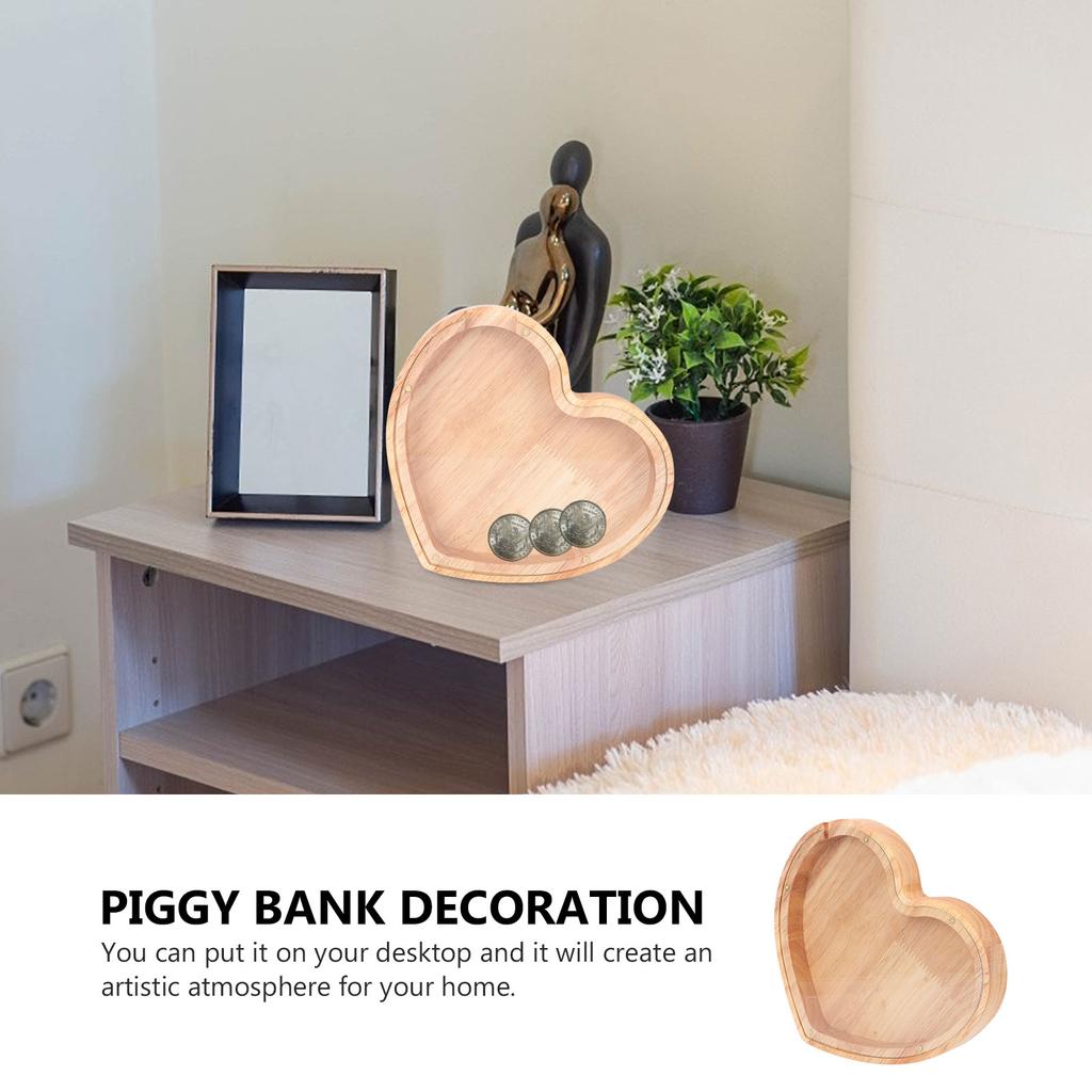 Sparschwein für Kinder, Liebes-Holz-Spartopf, Schreibtisch-Dekoration, Behälter aus Holz, Geschenk für Zuhause, Braun, Kleingeld, Münze, Kind, Reisen