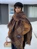 Retro Fashion Winter Women Knitted Scarf Headscarf Casual Preppy Brown Black Plaid Scarve Lady Mujer Thick Wrap Shawl Korean New