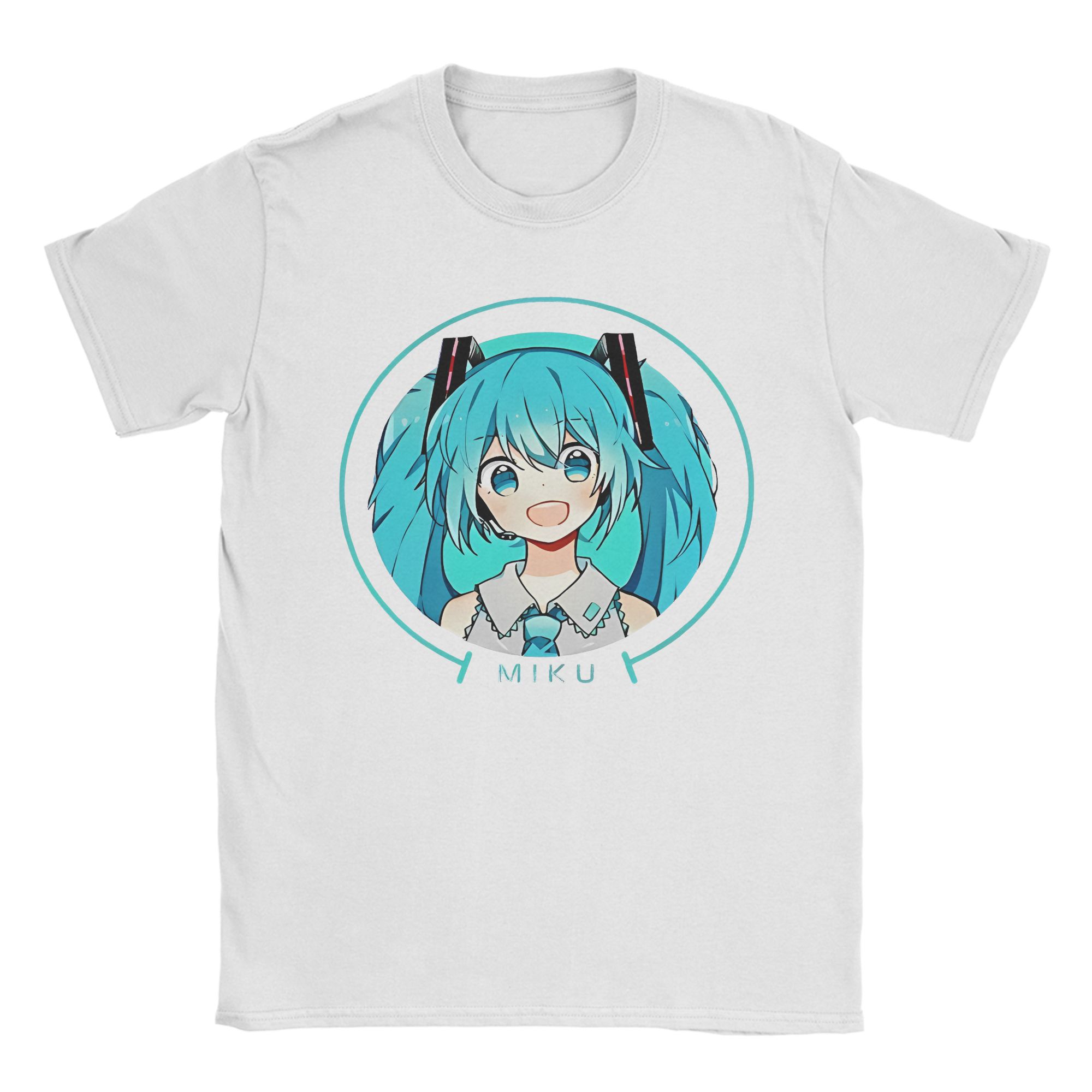 

Streetwear Kawaii Hatsunes Mikus Anime Manga T-Shirt Men s Round Neck Short Sleeve Clothing Cotton Summer TopsTops 4XL