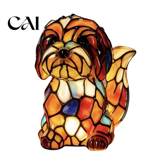 Gift for Animal Lovers Vintage Stained Glass Style Desk Lamp, Cute Night Light, Decorative Exquisite Desktop Ornament Home Reading Lamp