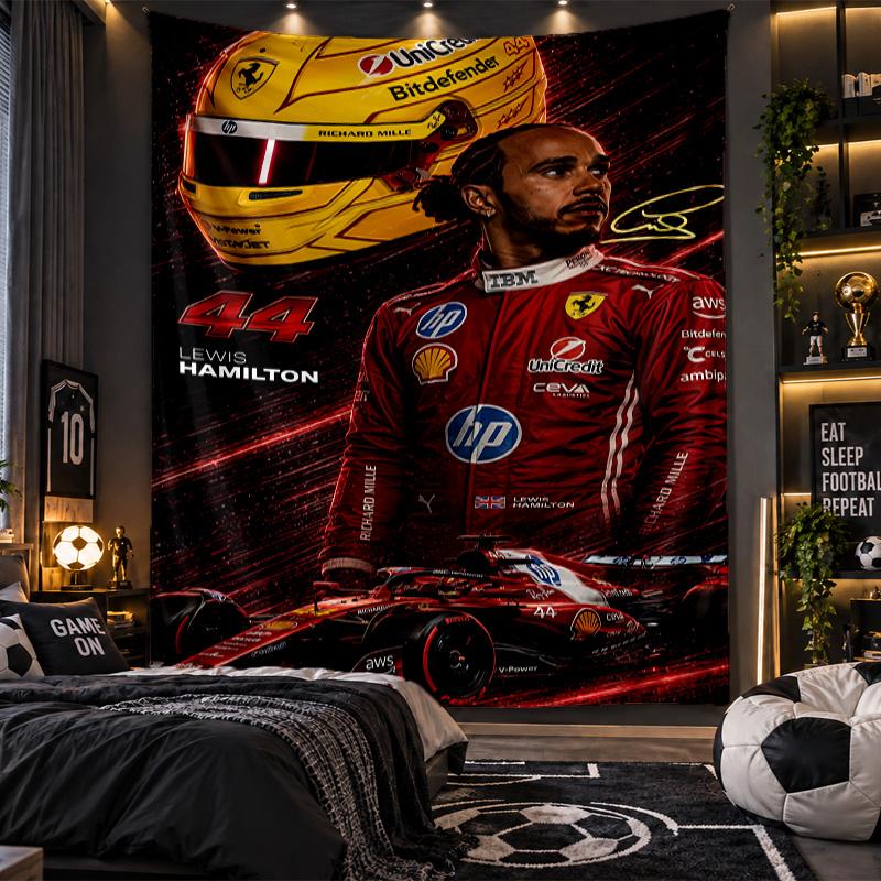 Duvara Asılan Goblen Lewis Hamilton Baskılı Kumaş Salon Yatak Odası Ev Dekoru İçin