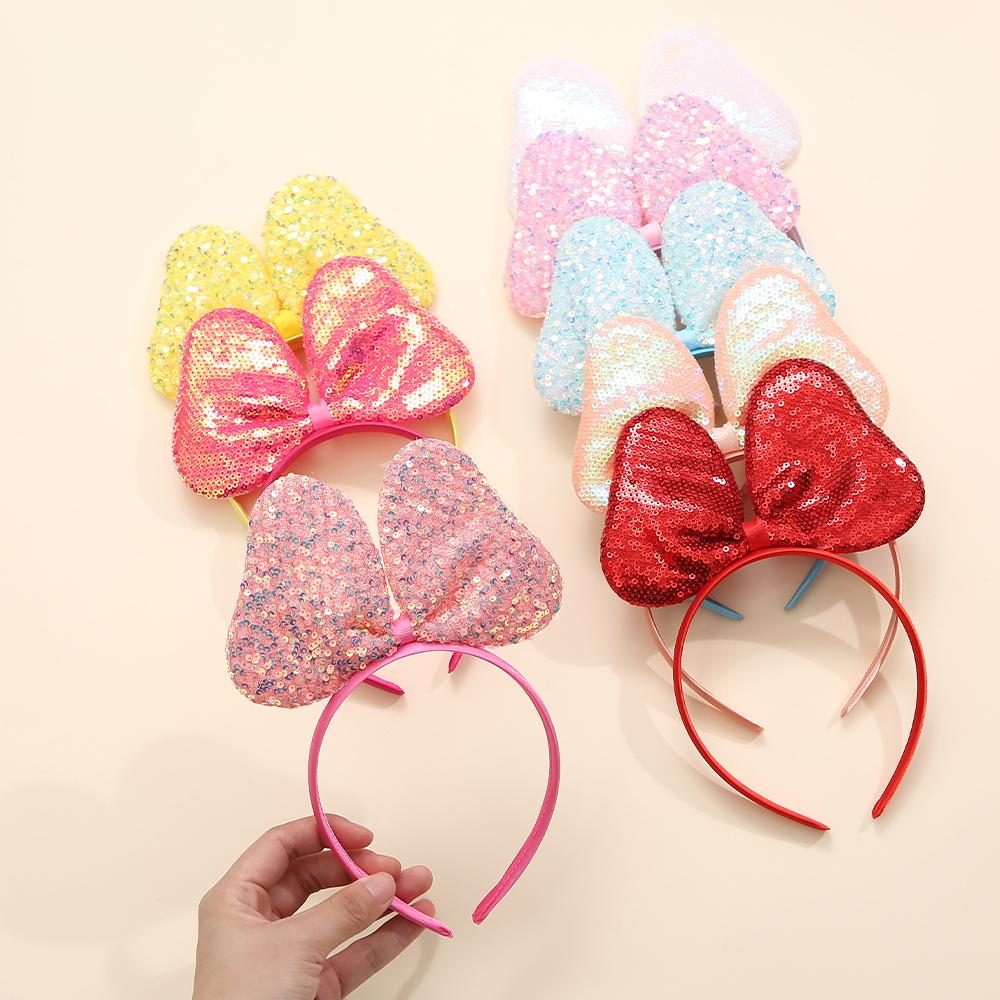 Großes Glitzer Schleifen Stirnband für Mädchen Rote Pailletten Schleife Haarbänder Halloween Weihnachtsfeier Cosplay Kostüm Geschenke für Teenager Frauen