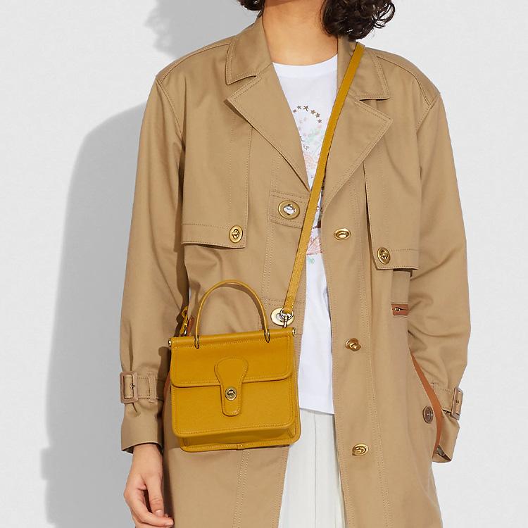 New COACH Willis Pebbled Leather Handbag Shoulder Bag Crossbody Bag Small Size Women's Yellow 5888-B4LQT