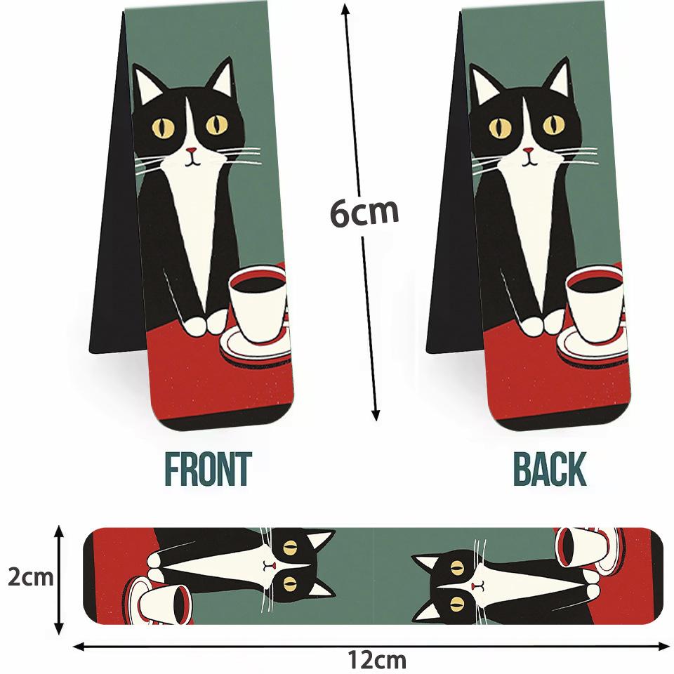 Bview Art Adorable Cat Magnetic Bookmarks Set of 5 Cute Folded Paper Book Mark for Readers