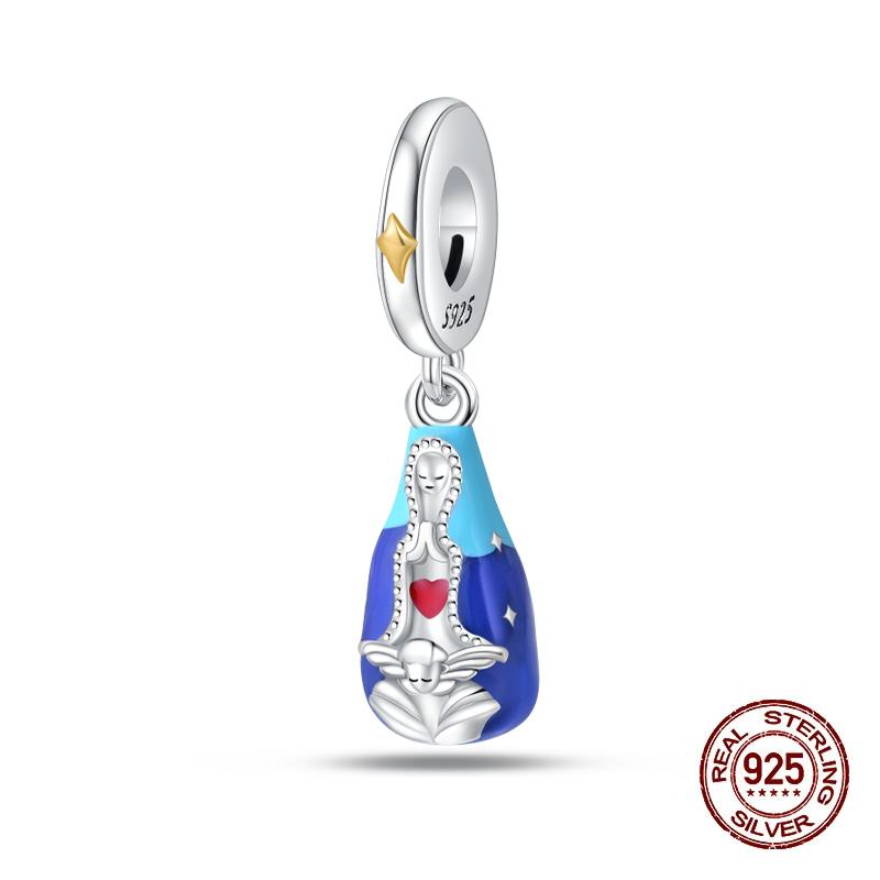 Original New Copper Prayer Virgin Mary Charms Beads Fit Necklace Bracelet Accessory Diy Jewelry For Women Gift