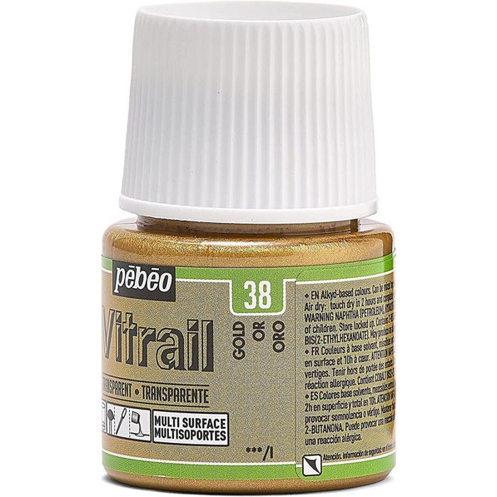 Pebeo Vitrail Paint - Gold - 45ml - Transparent - Glossy