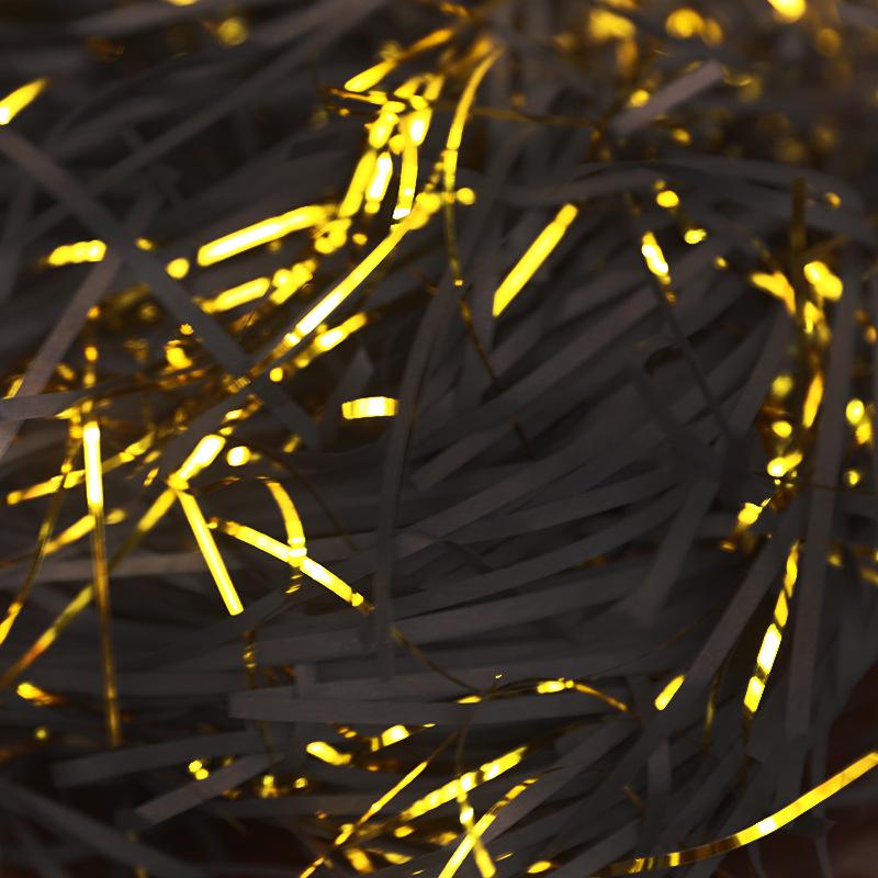 

1kg Raffia Grass & Gold Thread Paper Shreds - Gift Box Fillers & Wedding Decorations чёрный