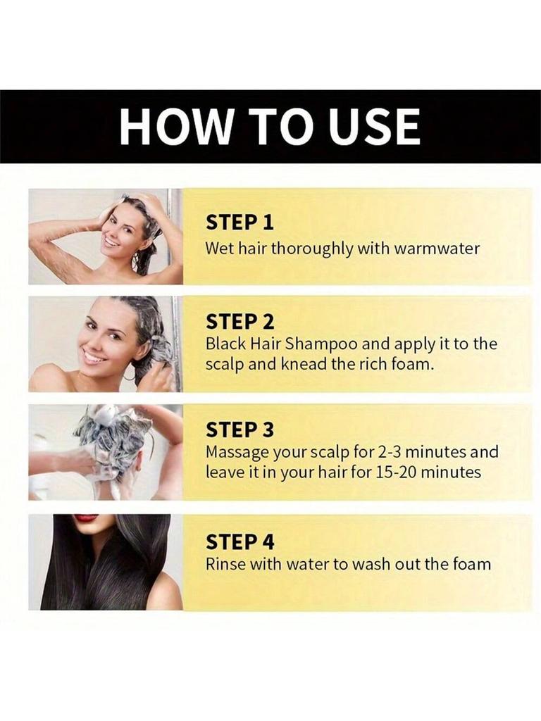 3-in-1 Multifunctional Shampoo Deeply Cleanses and Moisturizes Hair, Making It Easy To Clean. Pure Plant Hair Roots Naturally Turn Black and Fluffy,