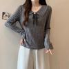 Tie Sweet Doll Collar Bow Tie Sweater, Spring, Autumn and Winter Skinny Cover Up Meat with Long Sleeve Tops, Knitted Inner Ladies Tops