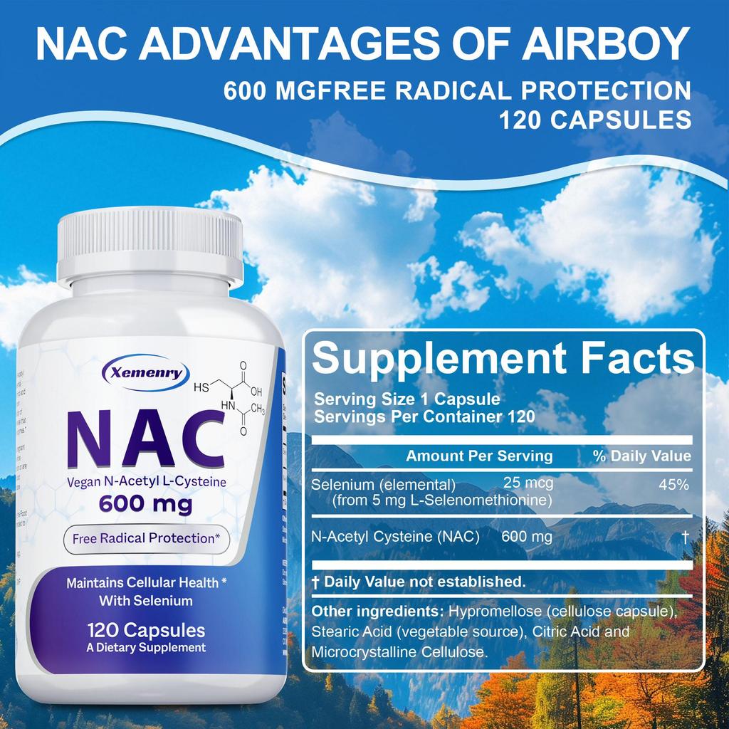 NAC 600 mg - N-acetylcystein - Zdraví dýchacích cest, Plíce, Čištění jater a ledvin