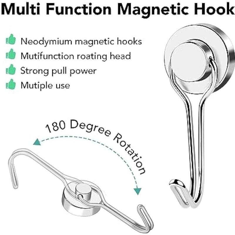 10pcs Magnetic Hooks For Hanging, Max Pulling Force 8KG Strong Magnetic Hooks For Kitchen, Camping, Doors, Lockers