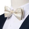 Men's Pre-tied Bow Tie Silk Pink Woven Bowtie Cufflinks Hanky Set for Wedding Party Man Suit Accessories