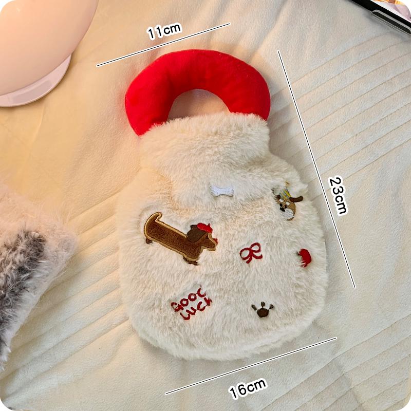 Cute Embroidered Puppy Hot Water Bottle, Winter Explosion-Proof Water-Filled Warm Water Bag, Warm Palace, Warm Hands, for Girls and Students