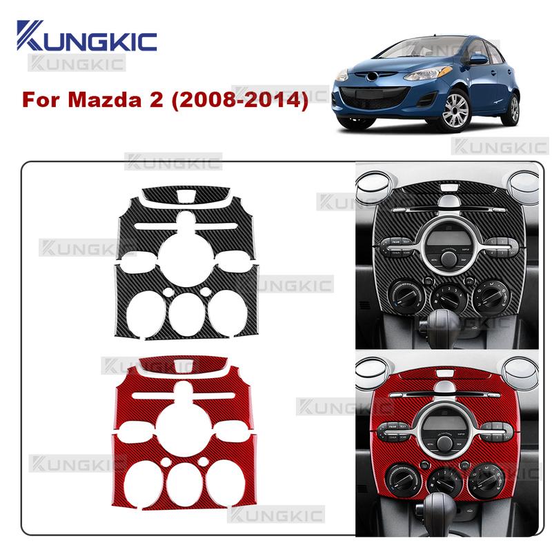 Vera Fibra di Carbonio Morbida Per Mazda 2 DE 2008 2009 2010 2011 2012 2013 2014 LHD RHD Adesivo Decorativo Cornice Pannello di Controllo Centrale per Auto.