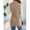 QICED Autumn and Winter Casual Single-breasted Suit Collar Corduroy Vest Jacket for Women