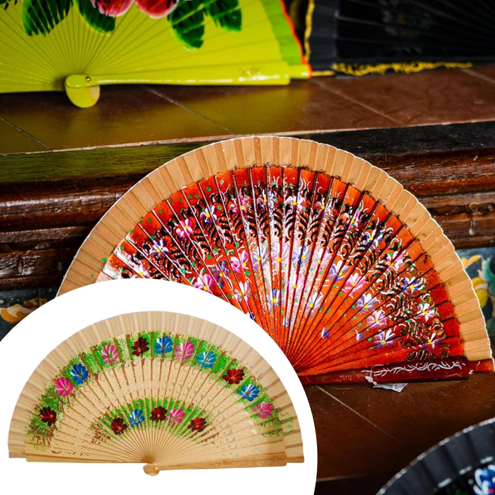

Folding Fan Foldable Retro for Wedding Dancing Props Performance Cosplay Parties wood