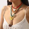 Summer Cute Flower Sun Love Pendant Necklace ZA Dopamine Multi Pendant Collarbone Chain