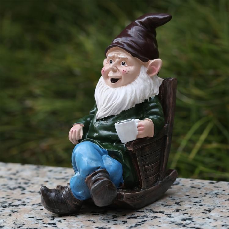 Swing Chair Gnome Miniature Garden Landscape Sculpture Outdoor Garden Statue