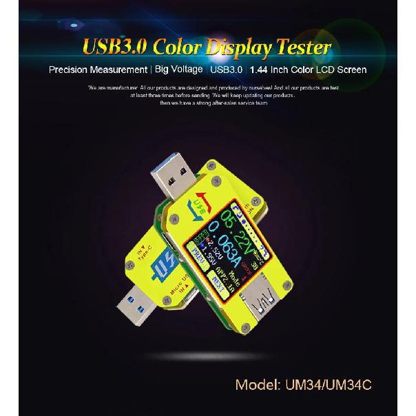 UM Series USB Color Display Tester Micro Voltage Meter Current Detector Voltmeter Battery Charge Measurement