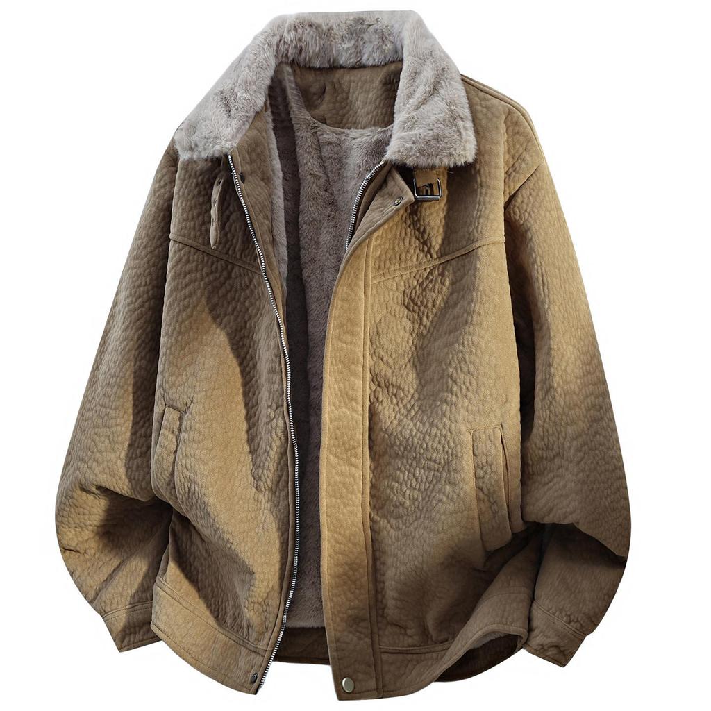 Barn Wind Herren Übergröße Wildleder Steppenadler Plüschjacke, M-8XL, Samt Kaninchenfell
