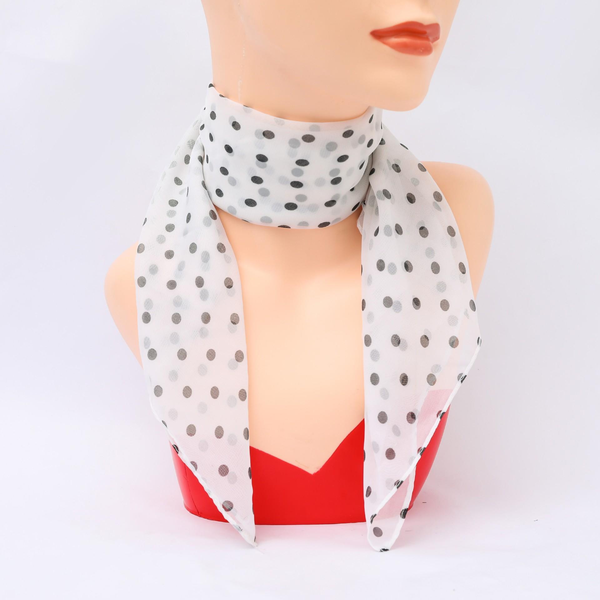 Весенне-осенний женский классический черно-белый шарф в горошек 70 маленький квадратный шарф шифоновый принт в горошек шелковый шарф шарф 65*65cm