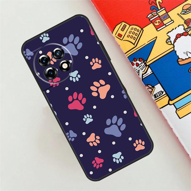 Etui z kolorowym wzorem łapy psa dla OnePlus 11 12 8 9 10 Pro 10R 9R 8T 10T 12R Nord N10 N20 N30 CE 4 3 2 Lite Pokrowiec