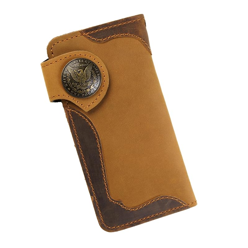 

[Sasical] bikers wallet long wallet riders wallet American casual leather wallet bi-fold wallet men s genuine leather leather wallet cowhide men s