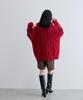 Washable Cable Knit Red F [BIS] Off-the-Shoulder Dress, Women's, BVE44140, (Size 60),