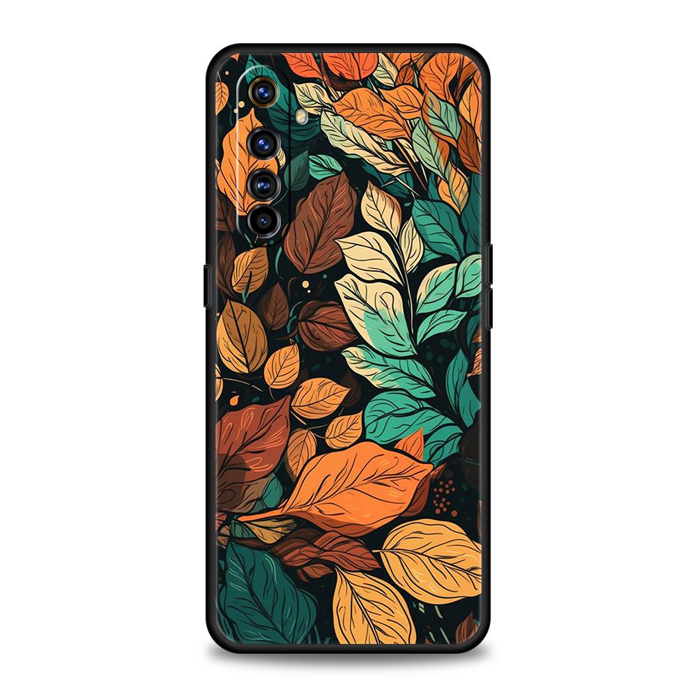 

Красочный чехол для телефона с листьями для Realme 8 9 Pro Plus 8i 9i 6 7 GT2 C21 C25 C3 C11 11 Pro 5G Plus Ударопрочный силиконовый чехол Capas for realme c3