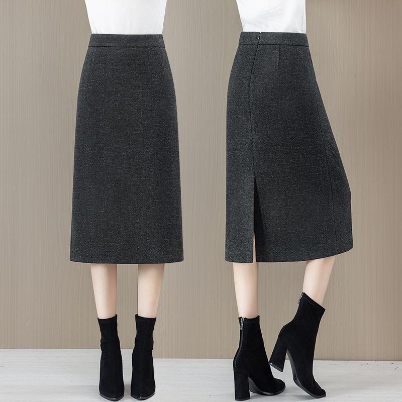 Woolen High-Waist A-line Midi Skirt for Women - Spring/Autumn 2025 Collection