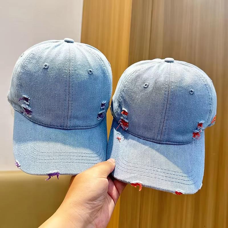 Vintage Denim Baseball Hat for Women Streetwear Hip Hop Holes Snapback Cap Summer Outdoor Sunshade Visors
