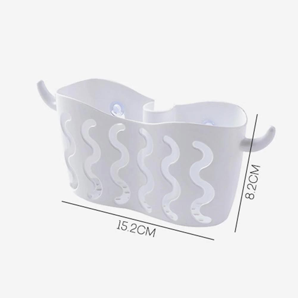 

Shelf Hole-free Suction Cup Storage Hanging Basket Dish Washing Sponge Drain Bathroom Kitchen Rack белый