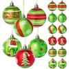 12Pack Festive Christmas Tree Ornaments, 5.99cm Glittering Red,Green Hanging Balls,Contemporary Style Plastic Holiday Decorations for Xmas,No Feather