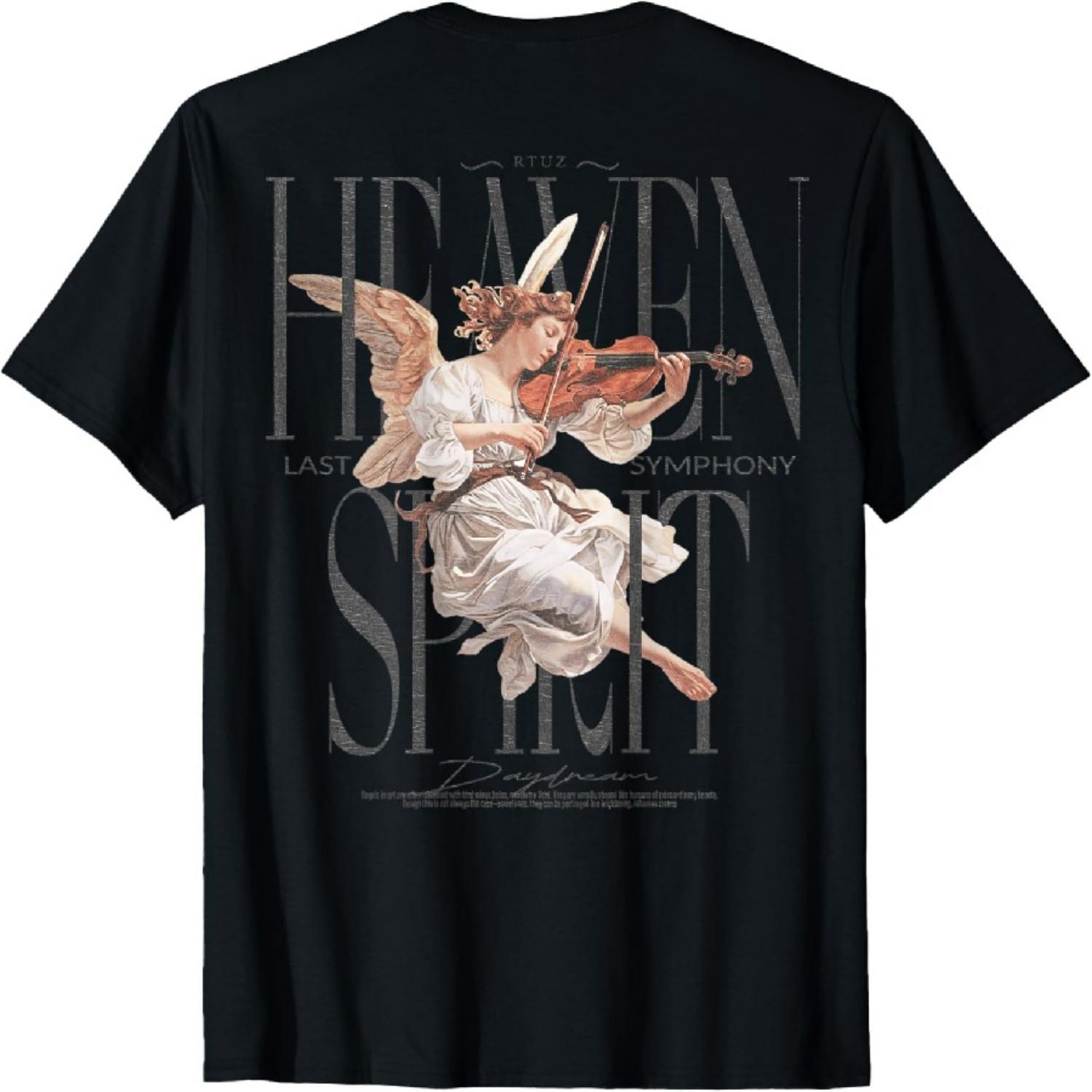 

Angel Y2K Back Print Urban Streetwear T-Shirt - Black, Small, Unisex-AdultsKids S