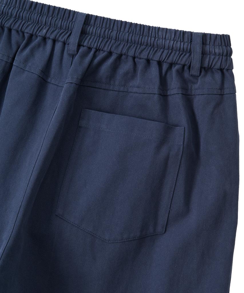 Uallong Essential Twill String Banding Wide Pants- Navy
