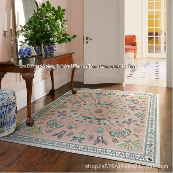 Insect Motif Stain-Resistant Decorative Carpet - Easy To Clean, Light Luxury Bedroom and Living Room Mat