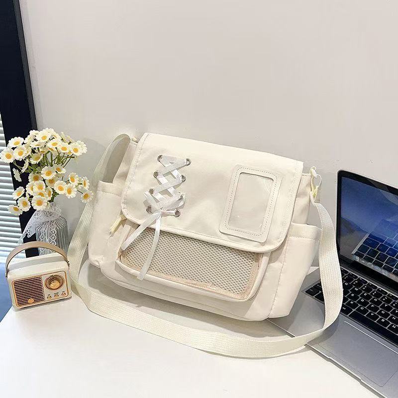 Original Japanese Itabag Transparent Badge Bag Academy Style All Match Large Capacity Crossbody Messenger Bag for Women бежевый