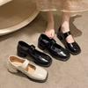 Spring Square Head French Black High Heel Niche Year Mary Jane Shoes Women'S British Style Thick Heel Single Shoes Retro Style