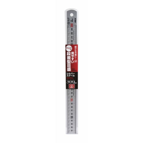 SK11 (SK11) 30cm Ruler, JIS Class 1, FSV-300KD, Stepped Graduations, Stainless Steel, Made in Japan, Silver