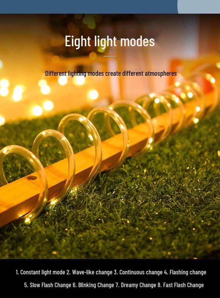 Solar-Powered LED Strip Lights: Colorful Outdoor Christmas Soft Tube with Battery/USB Copper Wire In Seven Rainbow Colors