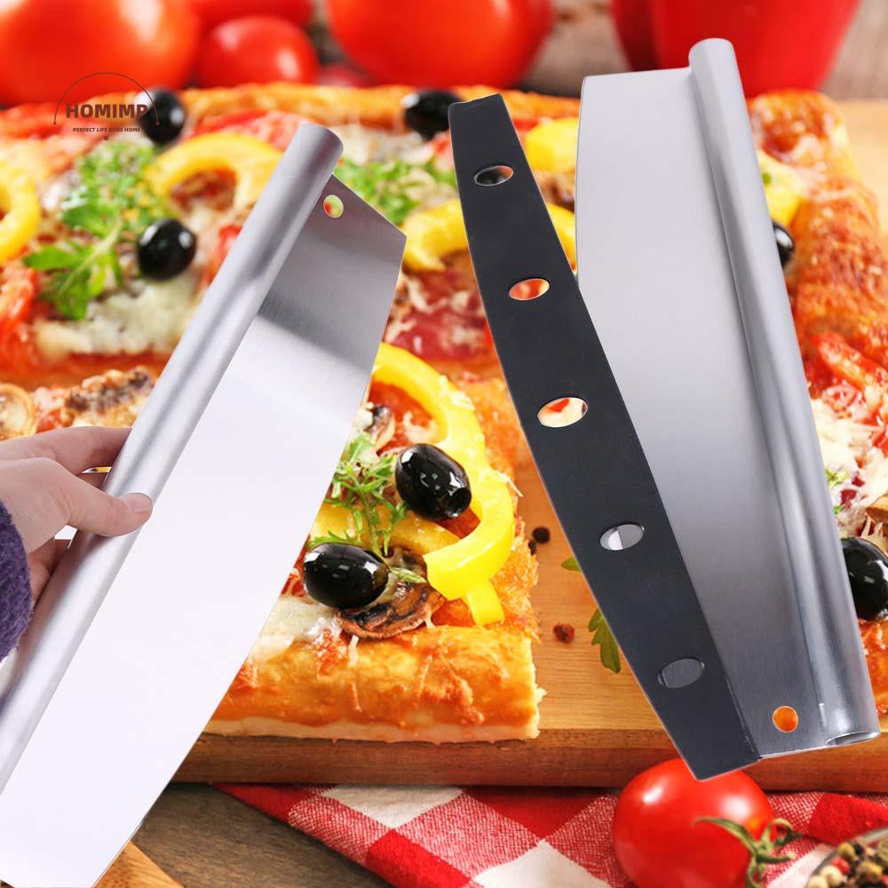 Pizza Tools 14 Inch Pizza Cutter Curved Rocker Blade Pizza Slicer Stainless Steel with Cover Pie Cutter Dough