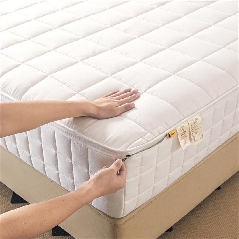 5-Sides Fuffy Enclosed Mattress Cover with Zipper Dust-Proof Fitted Sheet for Double Queen King Bed Thicken Mattress Protector
