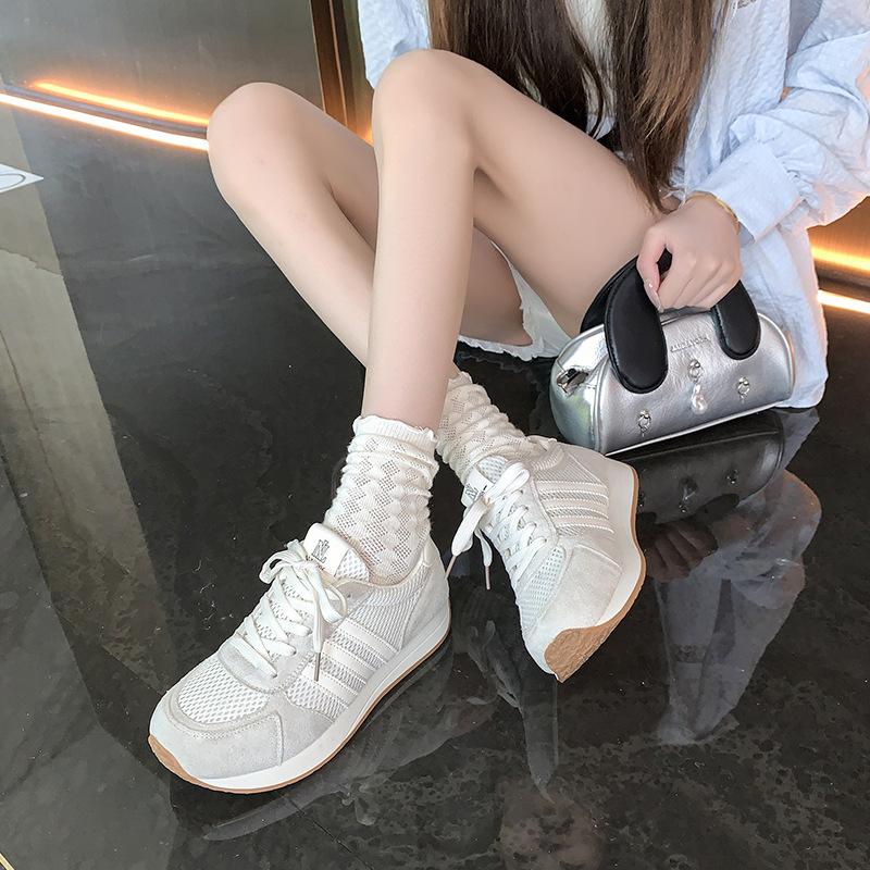 Hot Forrest Gump Shoes Women's 2025 Summer Thin Thick-soled Versatile Lightweight Casual Sports Shoes Breathable Mesh Dad Shoes