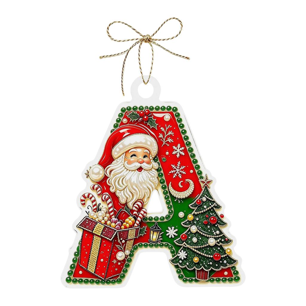 Christmas Themed Acrylic Letter Hanging Ornaments 26 PCS Decorations for Christmas Tree